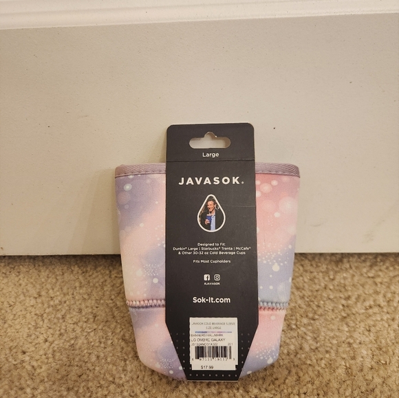 Java Sok Medium New Cold Cup Sleeve 30-32 oz Reusable Pink Purple Cosmic - Picture 2 of 2
